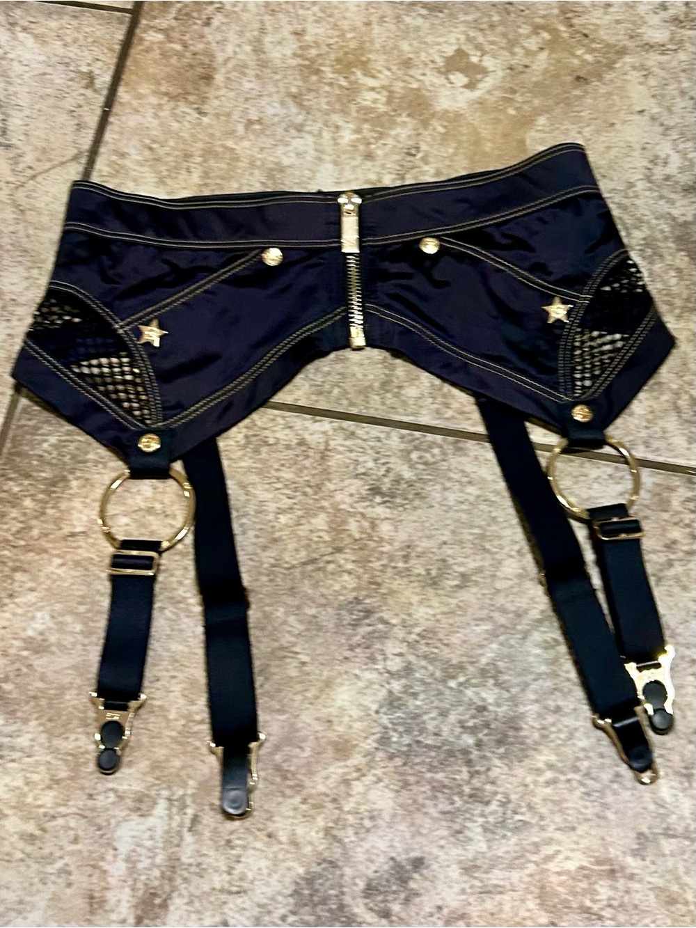 Honey Birdette Black XS Zip up garter